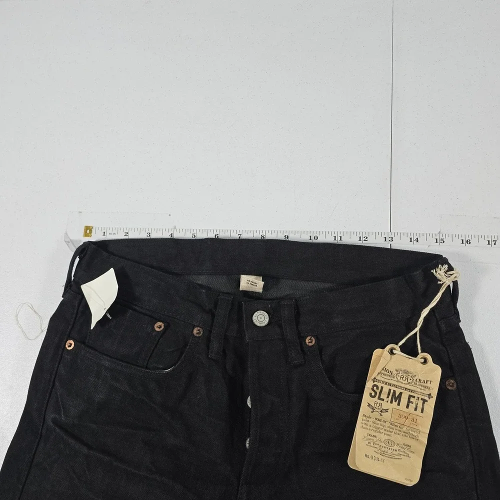 RRL Double RL Mens Slim Fit‎ Black Japan Woven Selvedge Denim Jeans 29x32 USA
